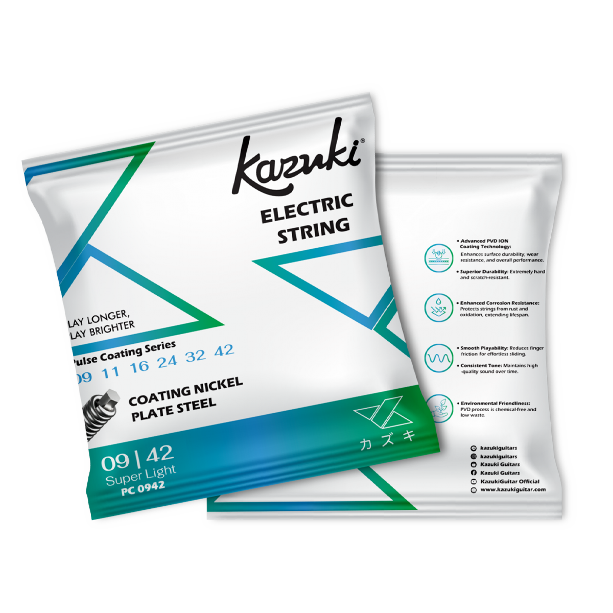KAZUKI PULSE COATING SERIES NICKEL PLATE STEEL ELECTRIC GUITAR STRING 09-42