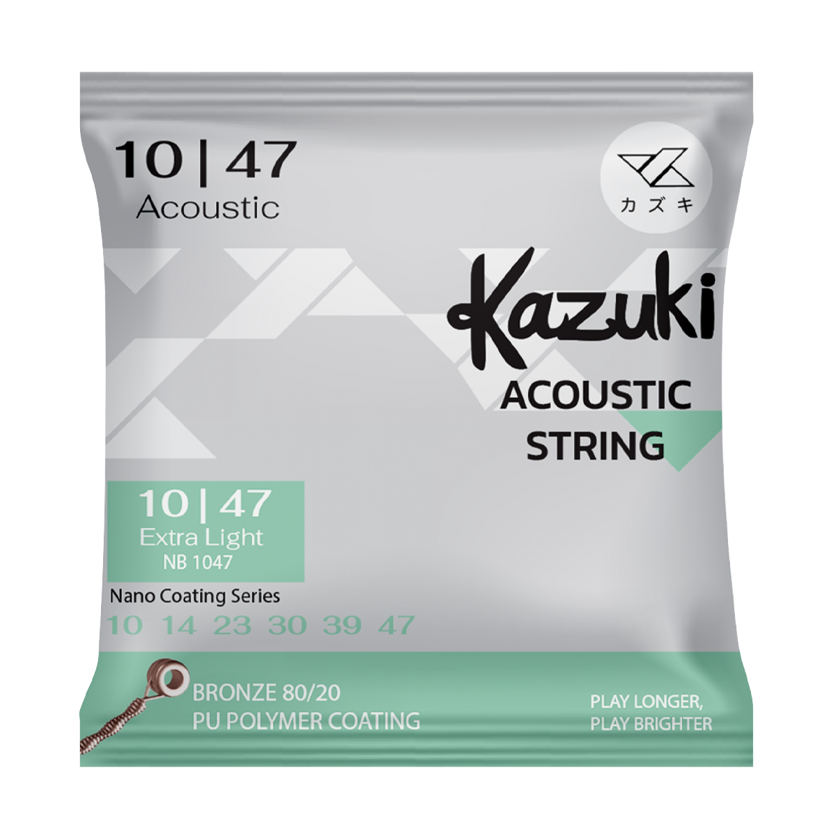 KAZUKI NANO COATING SERIES BRONZE 80/20 ACOUSTIC GUITAR STRING 10-47