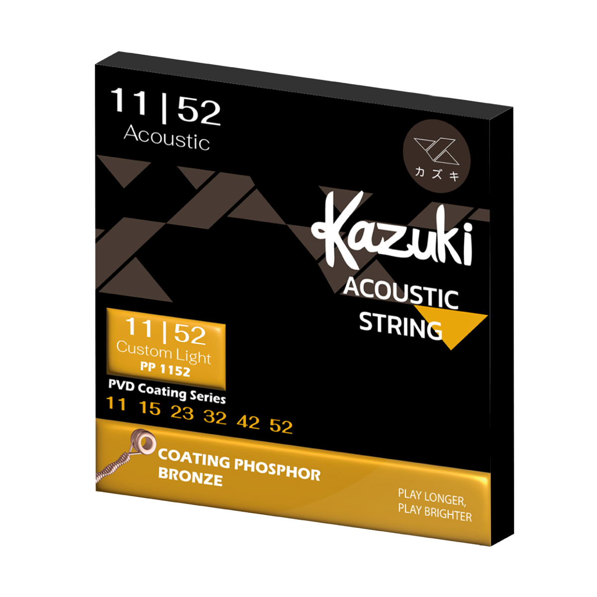 KAZUKI PVD COATING SERIES PHOSPHOR BRONZE ACOUSTIC GUITAR STRING 11-52
