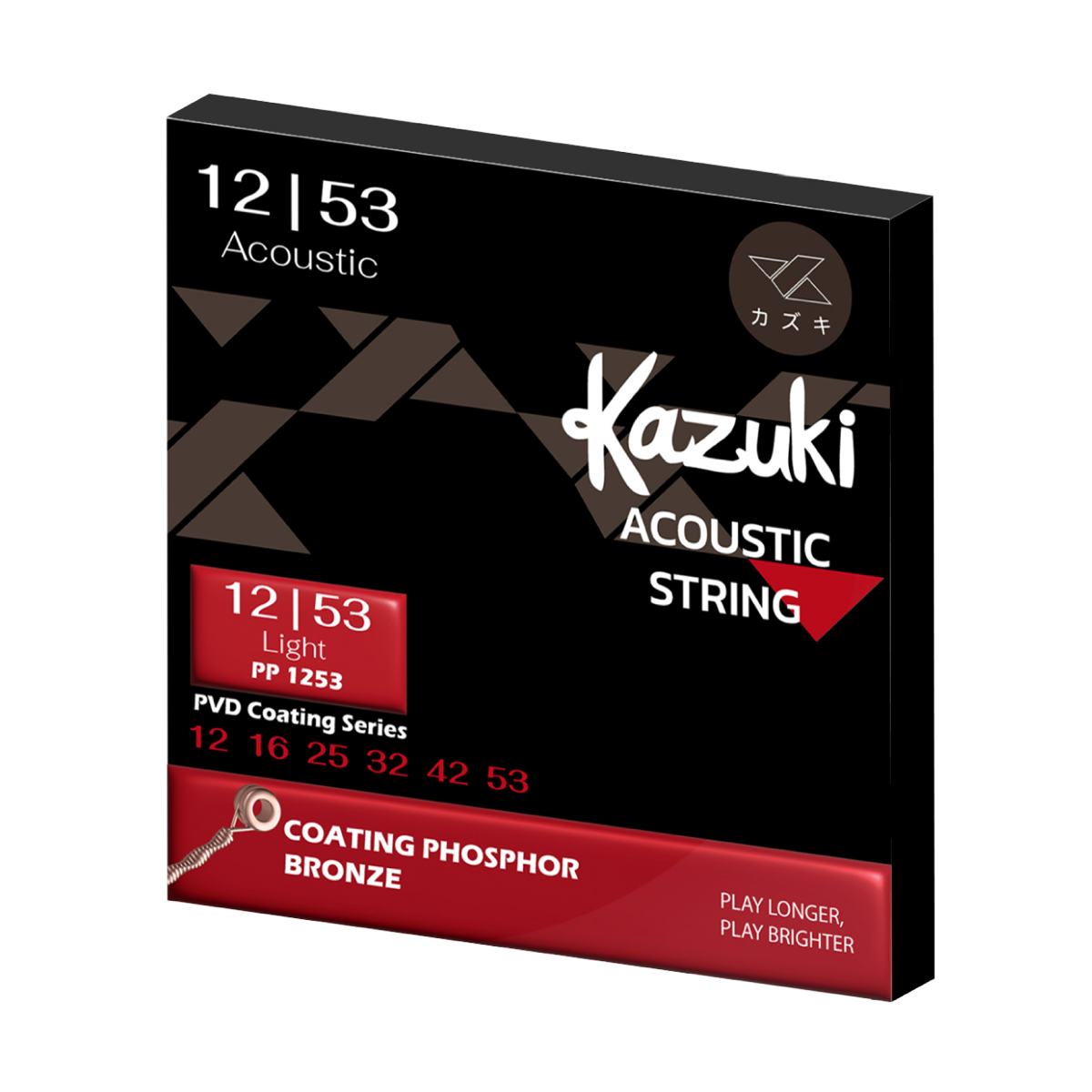 KAZUKI PVD COATING SERIES PHOSPHOR BRONZE ACOUSTIC GUITAR STRING 12-53