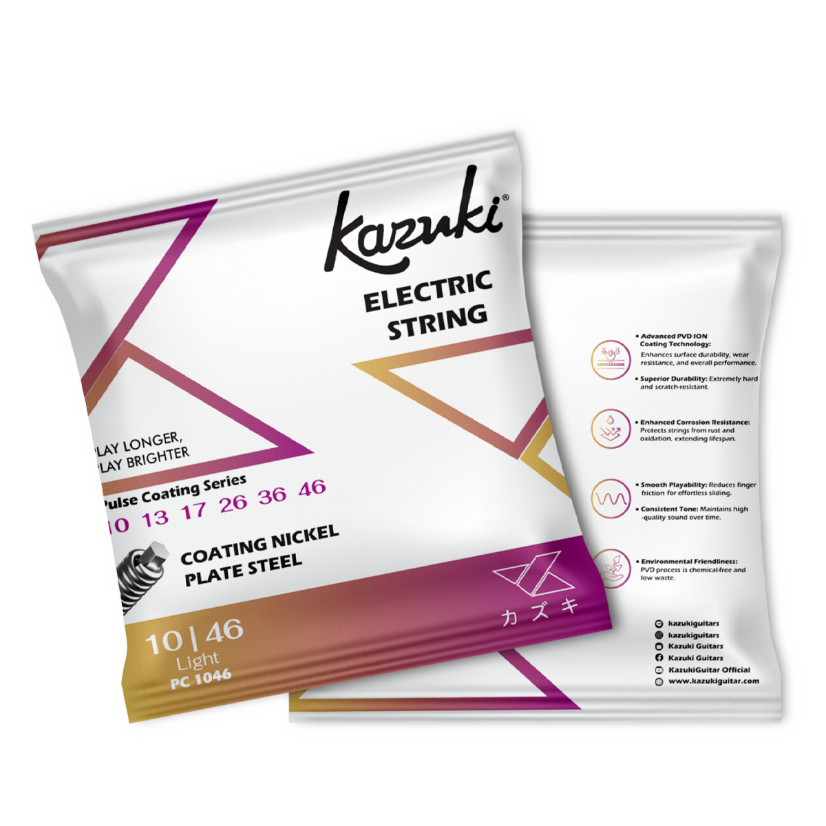 KAZUKI PULSE COATING SERIES NICKEL PLATE STEEL ELECTRIC GUITAR STRING 10-46