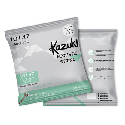 KAZUKI NANO COATING SERIES BRONZE 80/20 ACOUSTIC GUITAR STRING 10-47