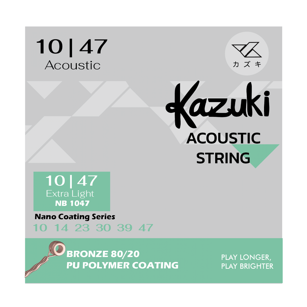 KAZUKI NANO COATING SERIES BRONZE 80/20 ACOUSTIC GUITAR STRING 10-47