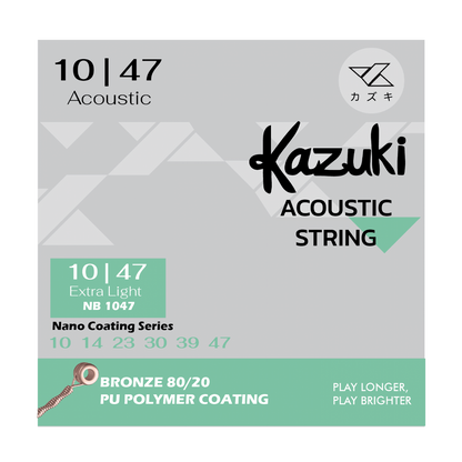 KAZUKI NANO COATING SERIES BRONZE 80/20 ACOUSTIC GUITAR STRING 10-47