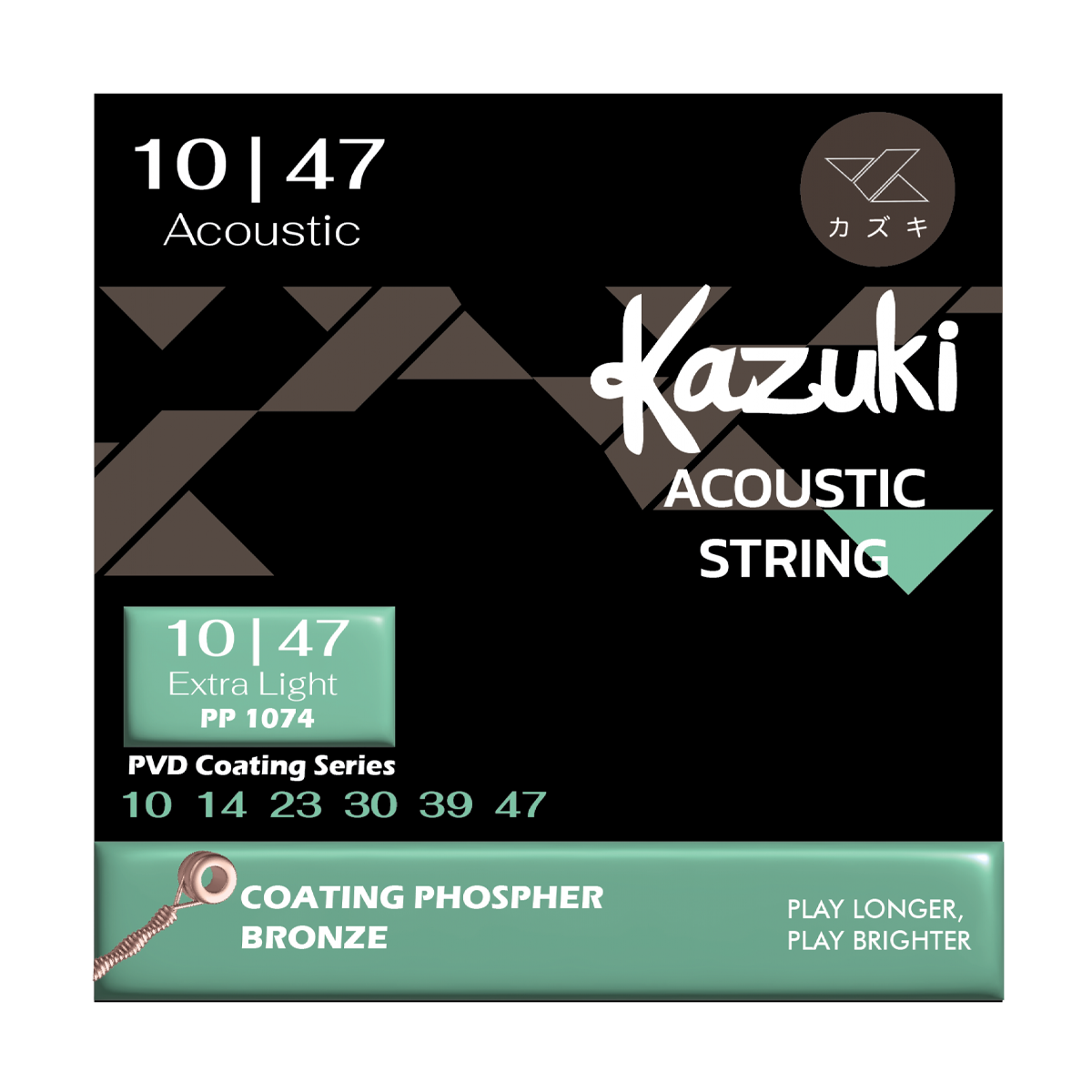 KAZUKI PVD COATING SERIES PHOSPHOR BRONZE ACOUSTIC GUITAR STRING 10-47