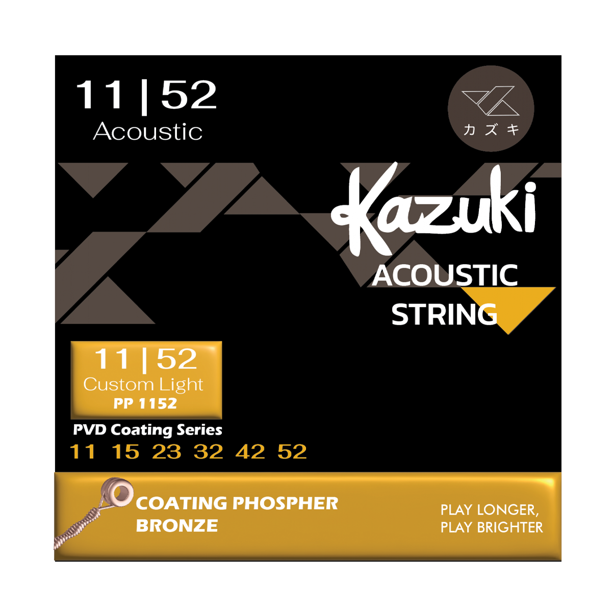 KAZUKI PVD COATING SERIES PHOSPHOR BRONZE ACOUSTIC GUITAR STRING 11-52