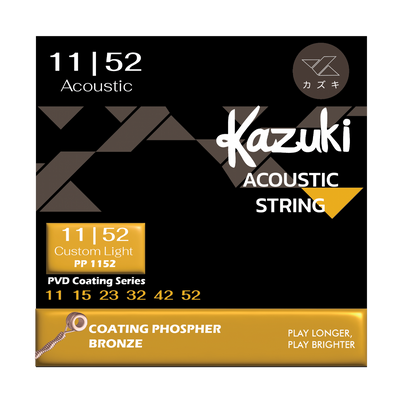 KAZUKI PVD COATING SERIES PHOSPHOR BRONZE ACOUSTIC GUITAR STRING 11-52