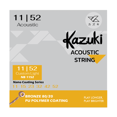 KAZUKI NANO COATING SERIES BRONZE 80/20 ACOUSTIC GUITAR STRING 11-52