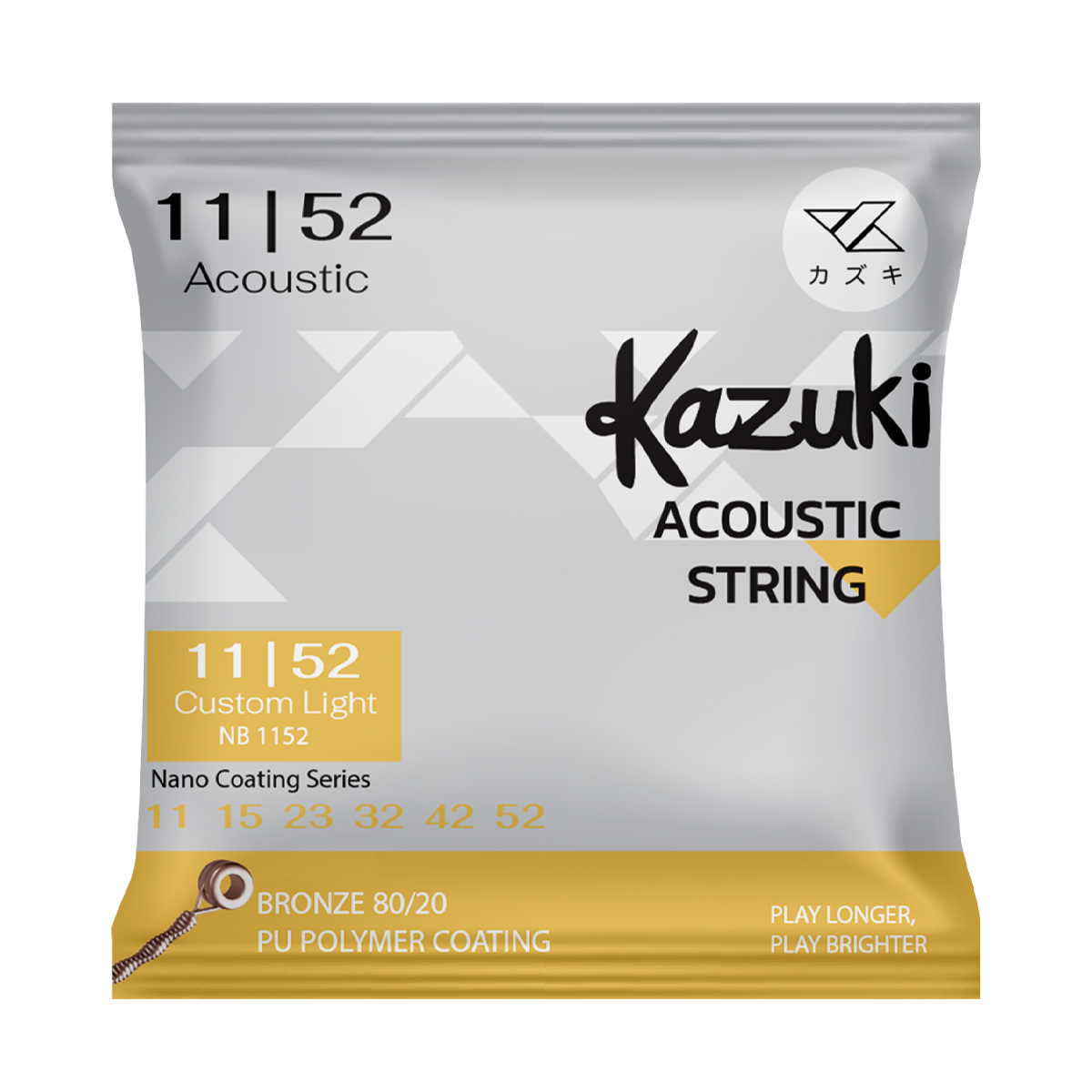 KAZUKI NANO COATING SERIES BRONZE 80/20 ACOUSTIC GUITAR STRING 11-52