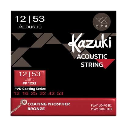 KAZUKI PVD COATING SERIES PHOSPHOR BRONZE ACOUSTIC GUITAR STRING 12-53